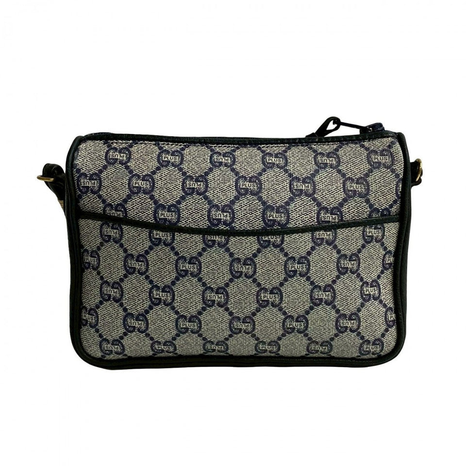 Gucci Shoulder Bag Leather, PVC Navy Gucci Plus logoMetal Women