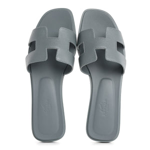 Hermes Epsom Oran Sandals 37.5 Gris Antarctique