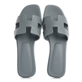 Hermes Epsom Oran Sandals 37.5 Gris Antarctique