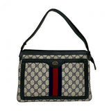 Gucci Shoulder Bag Leather, PVC Navy GG logo Metal Sherry line Women
