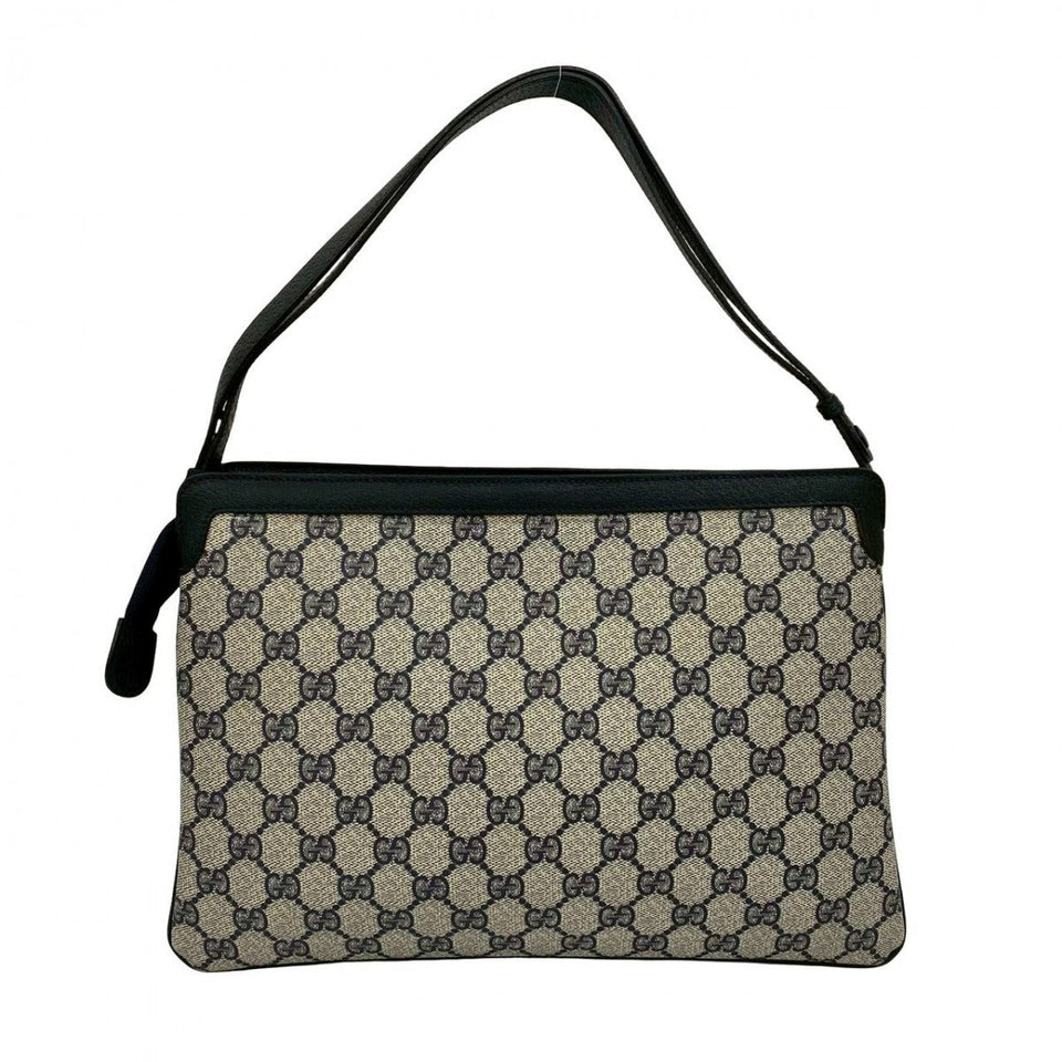 Gucci Shoulder Bag Leather, PVC Navy GG logo Metal Sherry line Women