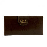 Gucci Long Wallet Purse leather Brown GG logo Metal Women