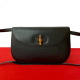 Gucci Shoulder Bag Leather, Bamboo black Turn lock Bamboo Women