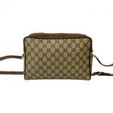Gucci Shoulder Bag Leather, PVC Brown GG logo Metal Sherry line Women