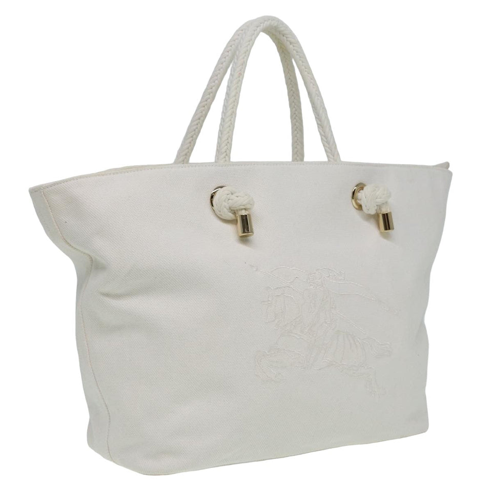 Luxury Burberry Tote Bag Canvas White Auth 81965