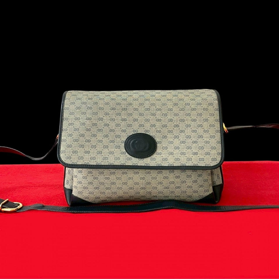 Gucci Shoulder Bag Leather, PVC Navy Micro GG Women