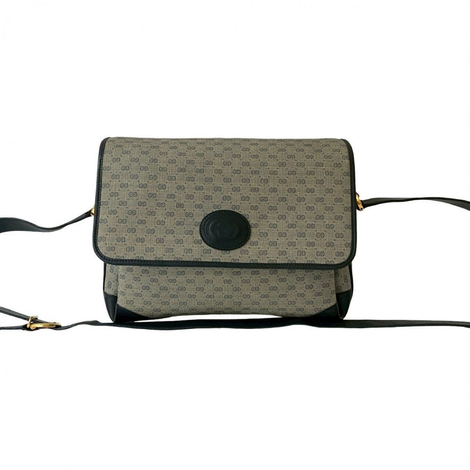 Gucci Shoulder Bag Leather, PVC Navy Micro GG Women