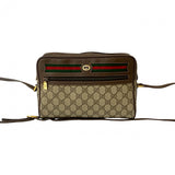 Gucci Shoulder Bag Leather, PVC Brown GG logo Metal Sherry line Women