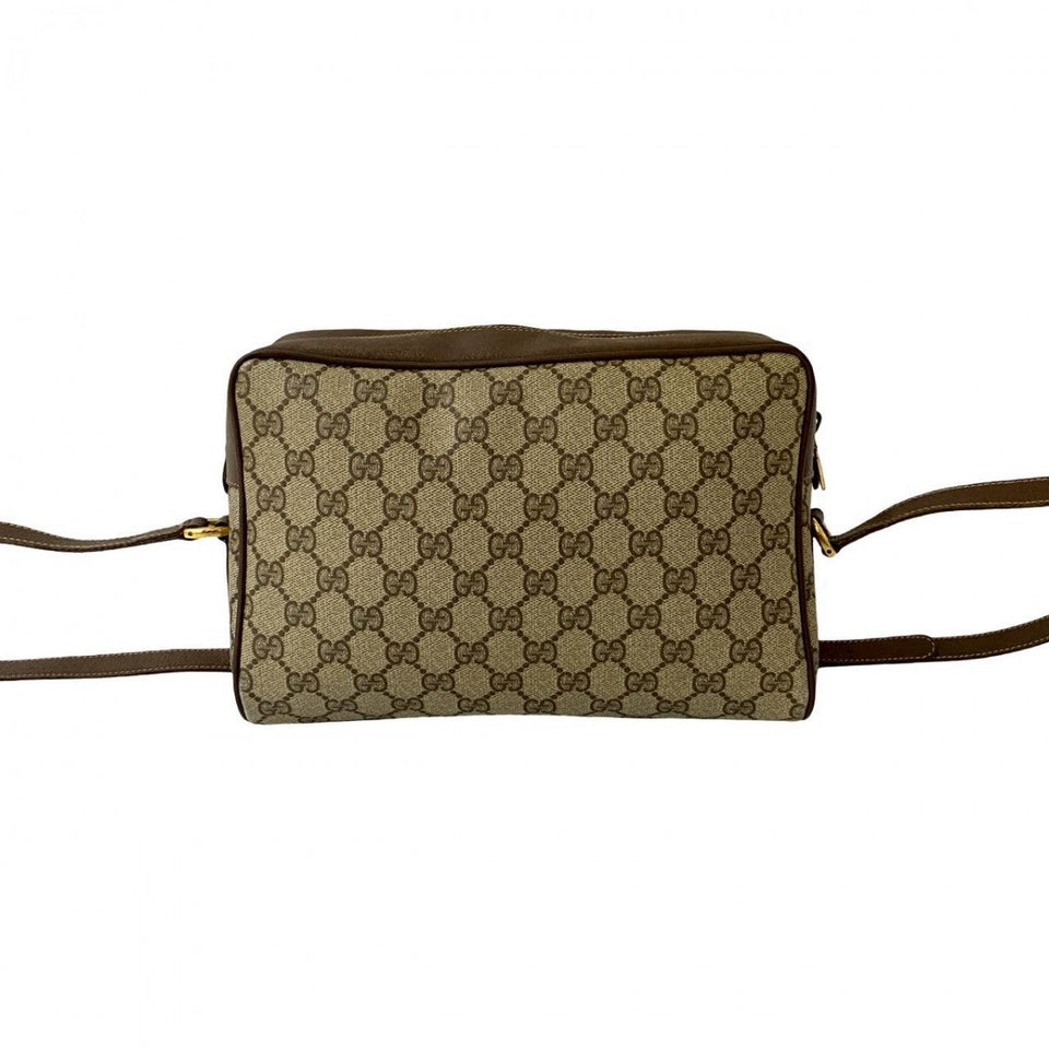 Gucci Shoulder Bag Leather, PVC Brown GG logo Metal Sherry line Women