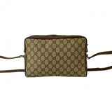 Gucci Shoulder Bag Leather, PVC Brown GG logo Metal Sherry line Women