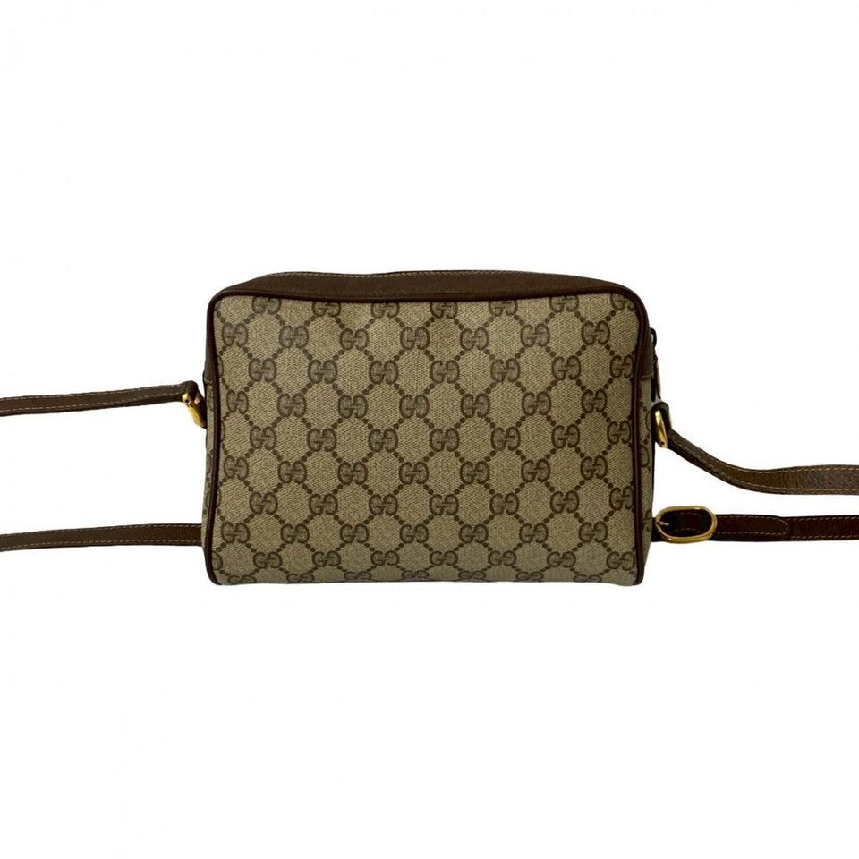 Gucci Shoulder Bag Leather, PVC Brown GG logo Metal Sherry line Women