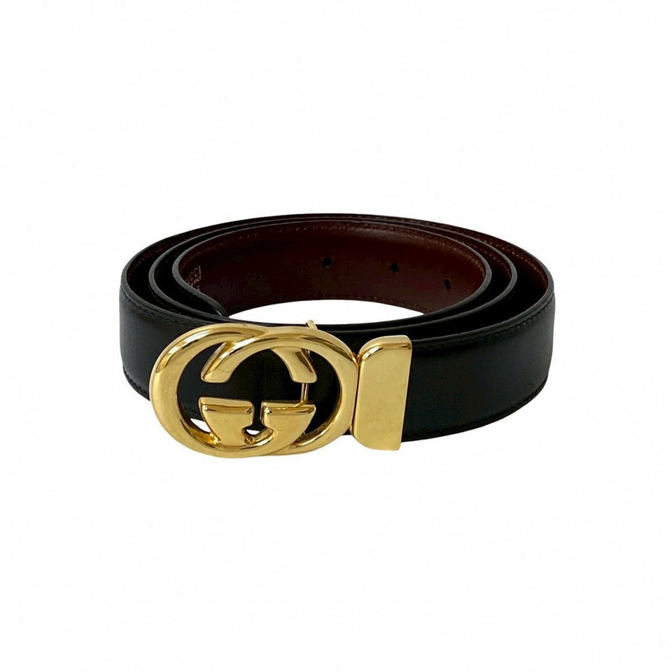 Gucci belt leather black Interlocking G 90ã»30
