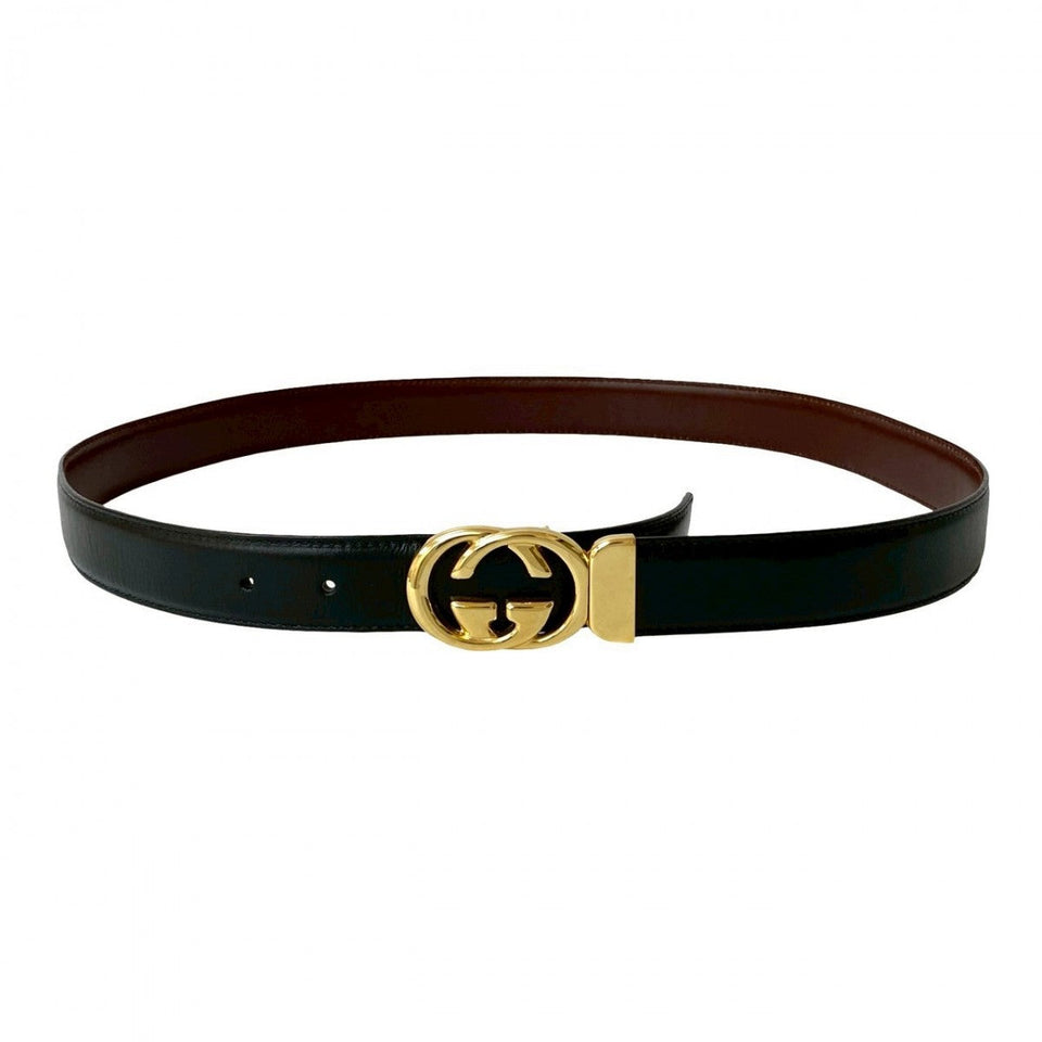 Gucci belt leather black Interlocking G 90ã»30