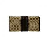 Gucci Long Wallet Purse Leather, Canvas beige Diamante Horsebit Women