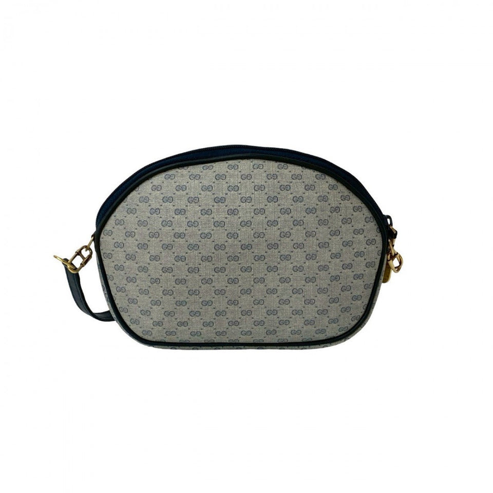 Gucci Shoulder Bag Leather, PVC Navy Micro GG logo Metal Women