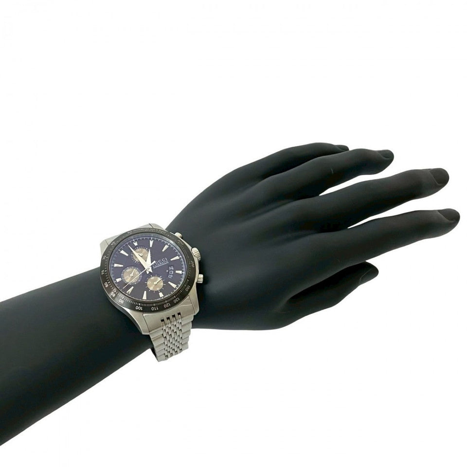 Gucci Watches Stainless steel Silver G Timeless Chronograph black dial