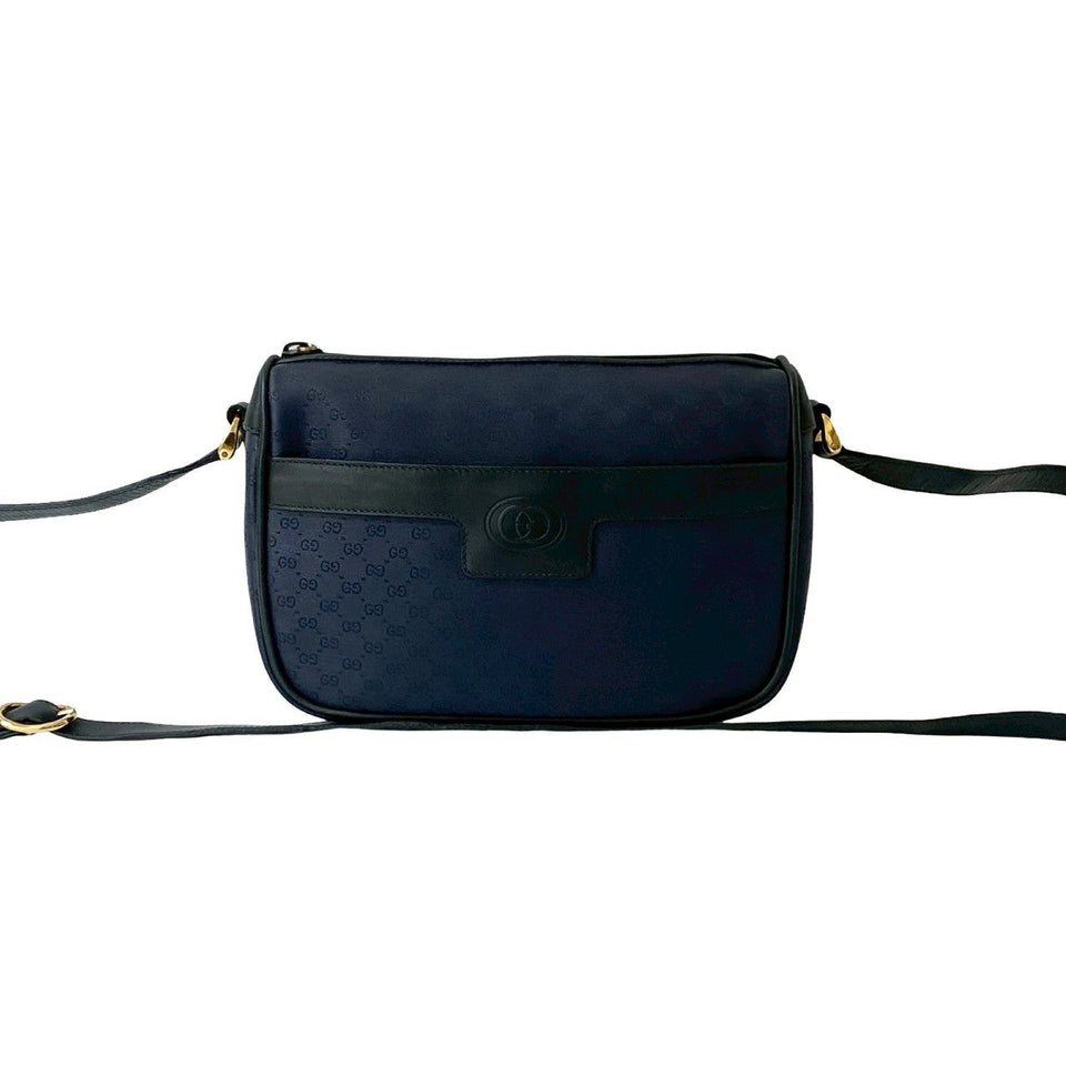 Gucci Shoulder Bag leather Navy