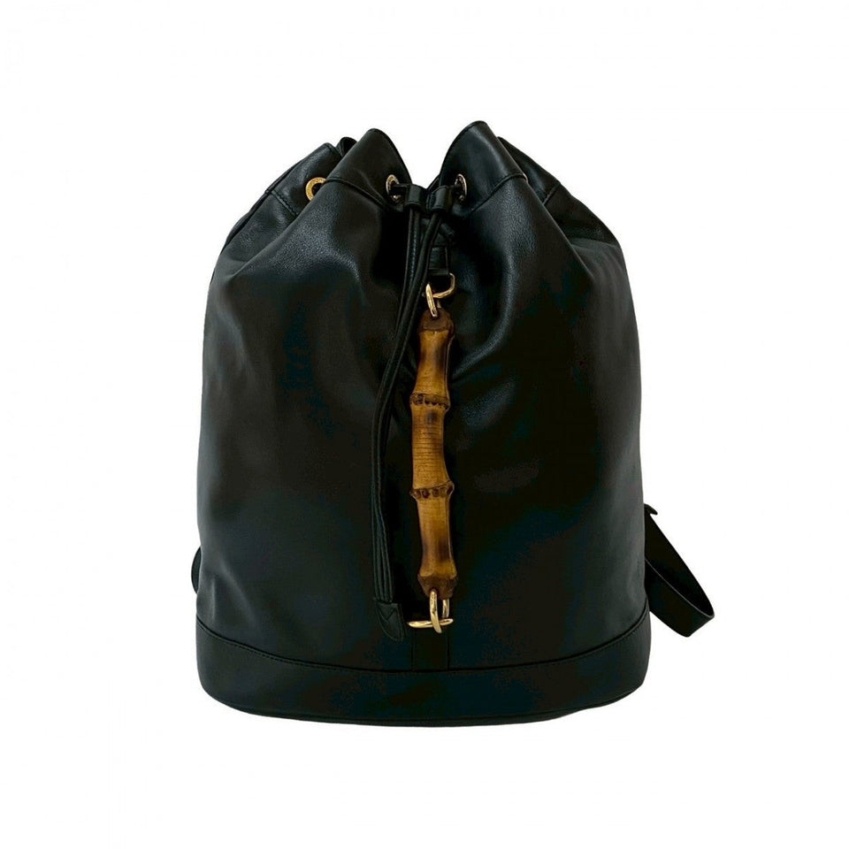 Gucci Backpack leather black Bamboo