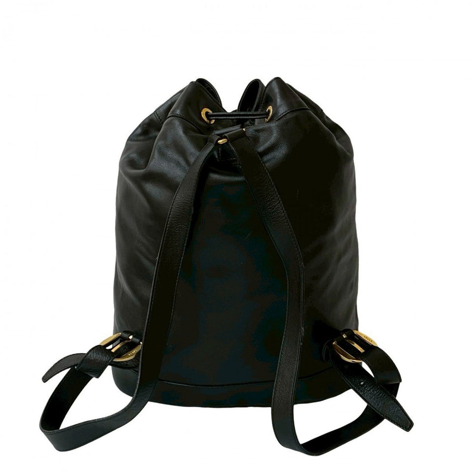 Gucci Backpack leather black Bamboo