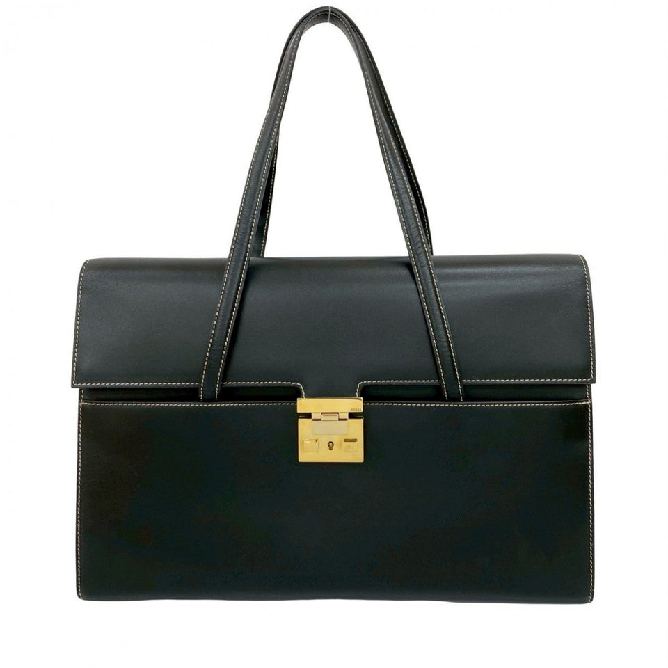 Gucci Handbag leather black logo Metal Women