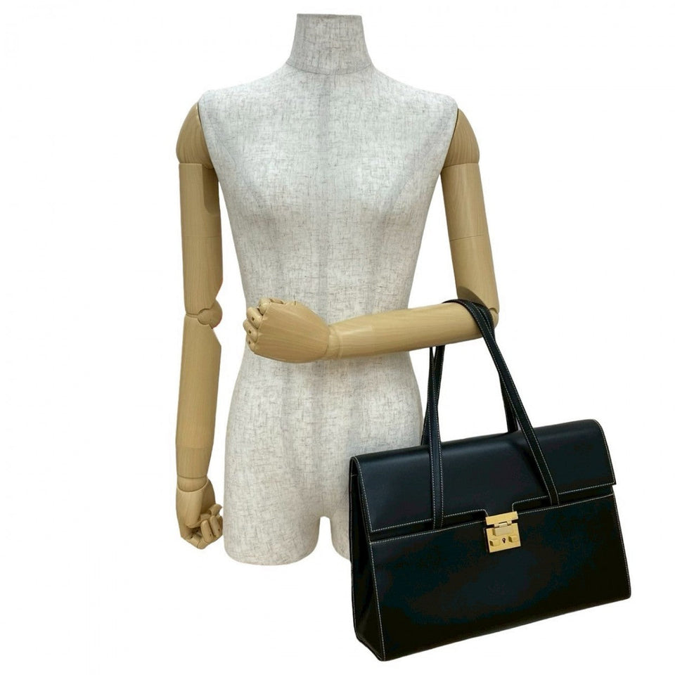 Gucci Handbag leather black logo Metal Women