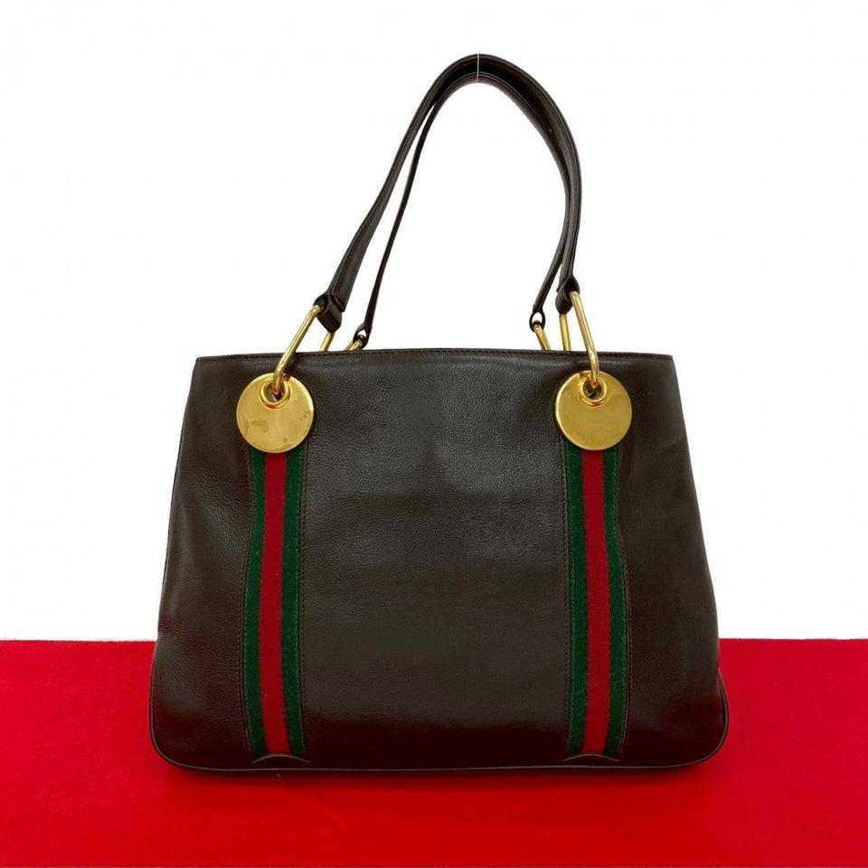 Gucci Handbag leather Brown Sherry line Women