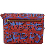 Luxury Burberry Shoulder Bag Graffiti Leather Red Blue Auth 82250A