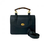 Gucci Shoulder Bag leather Navy Bamboo