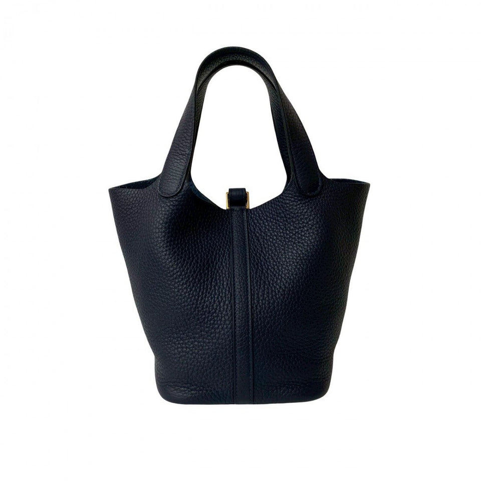 Hermes Handbag Taurillon Clemence Navy Picotan Lock PM
