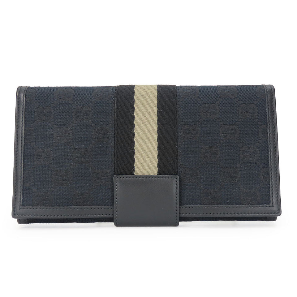 Gucci Long Wallet Purse 035.0416.2180 GG canvas black Web line