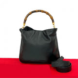 Gucci Shoulder Bag leather black Bamboo
