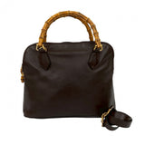 Gucci Shoulder Bag leather Brown Bamboo