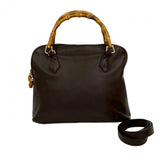 Gucci Shoulder Bag leather Brown Bamboo