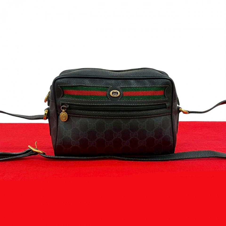 Gucci Shoulder Bag leather black Sherry line