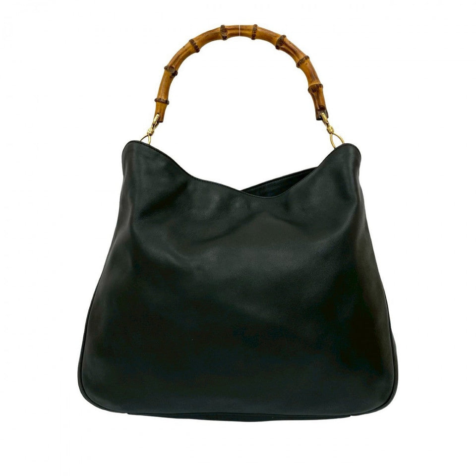 Gucci Shoulder Bag leather black Bamboo
