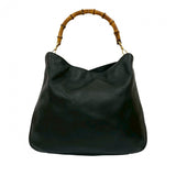 Gucci Shoulder Bag leather black Bamboo