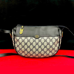 Gucci Shoulder Bag leather Navy