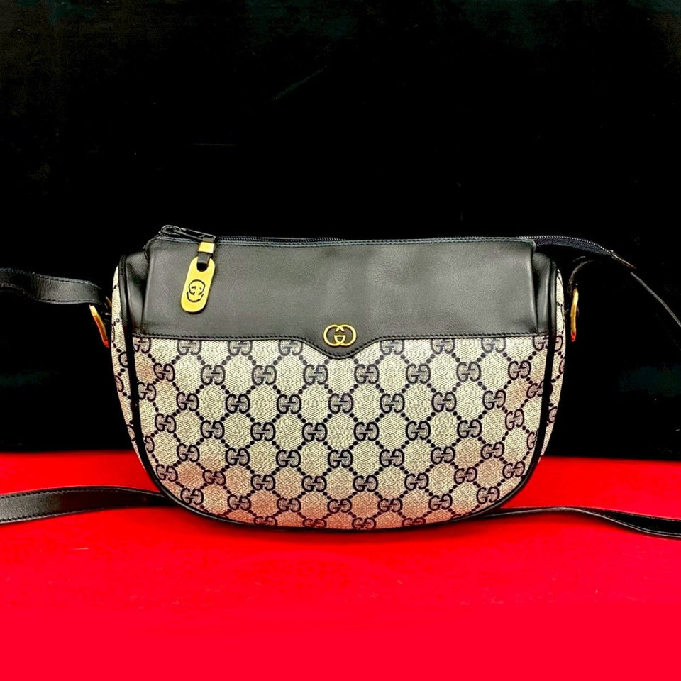 Gucci Shoulder Bag leather Navy
