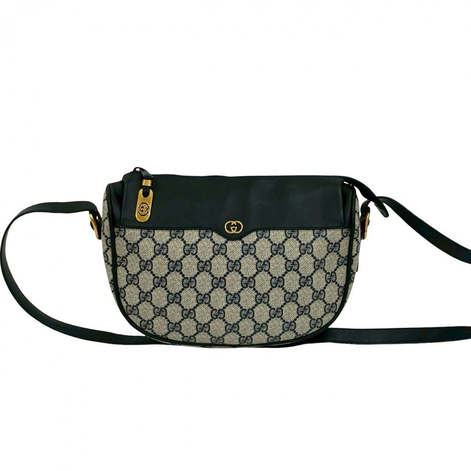 Gucci Shoulder Bag leather Navy