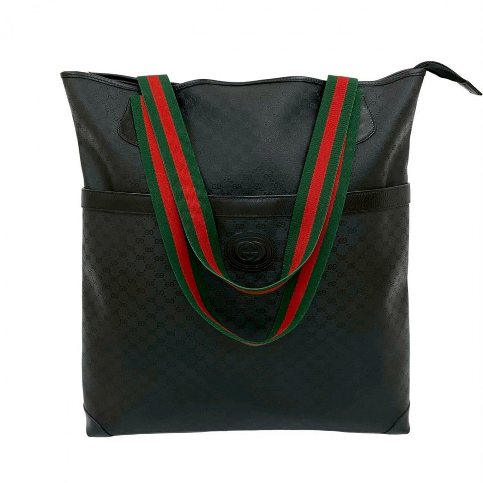 Gucci Tote Bag Leather, PVC black Micro GG Sherry line Women