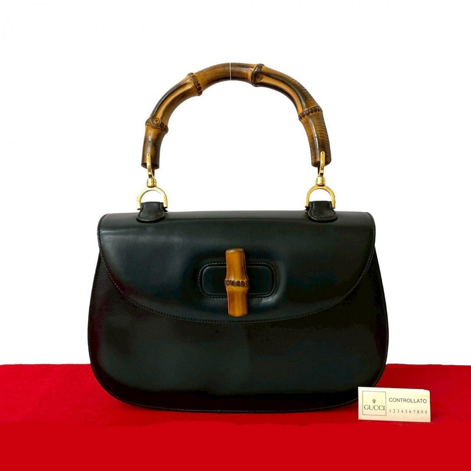 Gucci Handbag leather black Bamboo