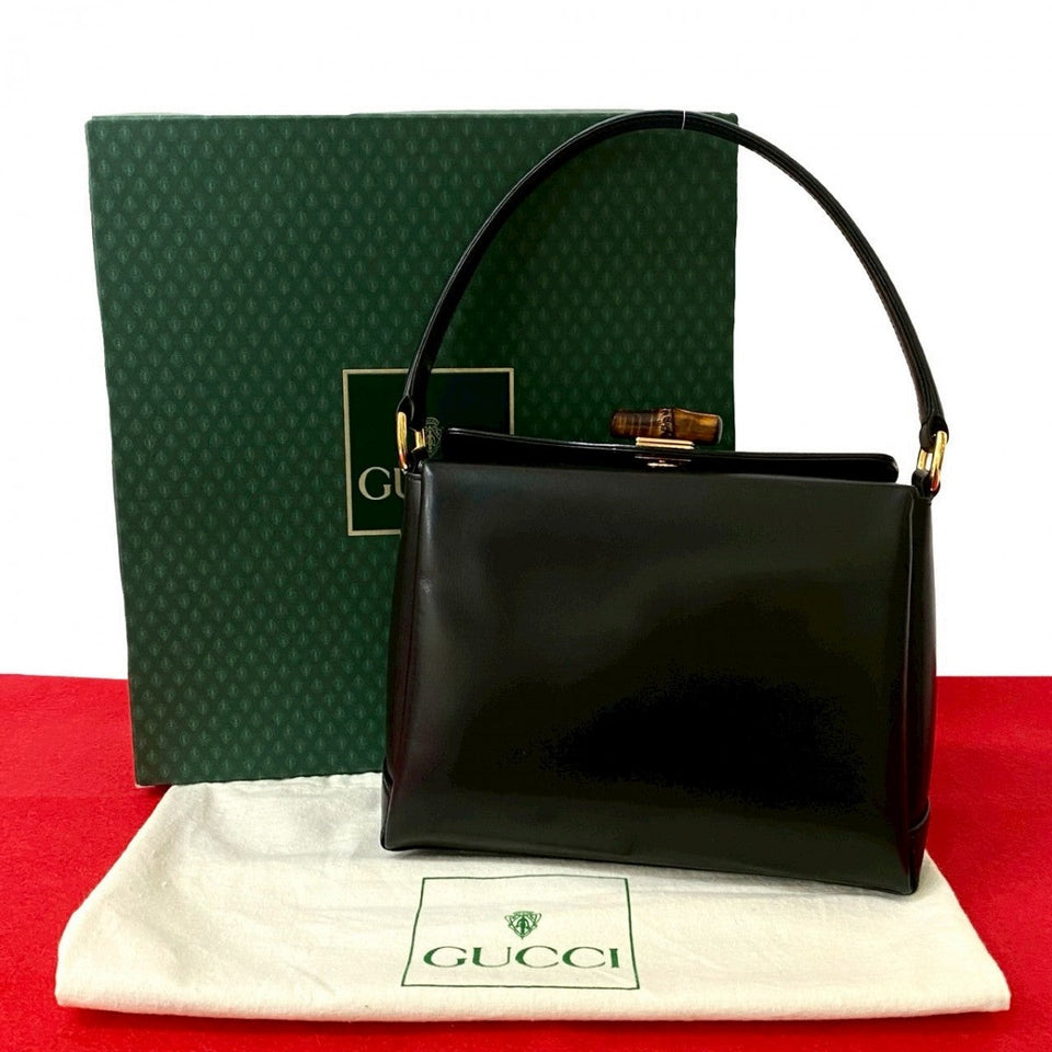Gucci Handbag leather black Bamboo