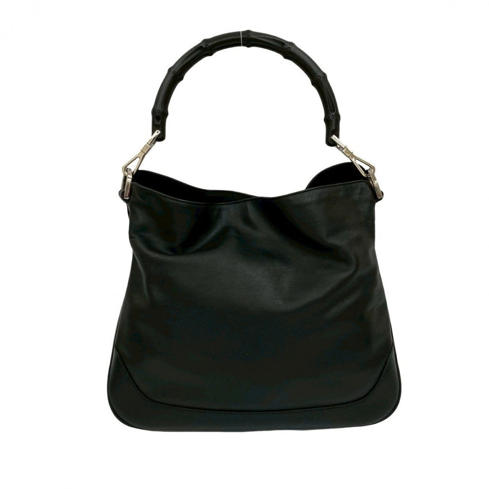 Gucci Shoulder Bag leather black Bamboo