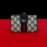 Gucci Bifold Wallet leather Navy Sherry line