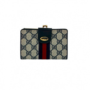Gucci Bifold Wallet leather Navy Sherry line