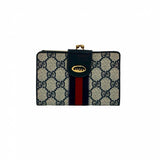 Gucci Bifold Wallet leather Navy Sherry line