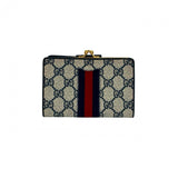 Gucci Bifold Wallet leather Navy Sherry line