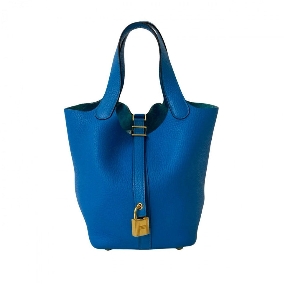 Hermes Handbag Taurillon Clemence blue Picotan Lock PM