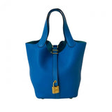 Hermes Handbag Taurillon Clemence blue Picotan Lock PM