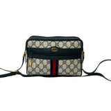 Gucci Shoulder Bag leather Navy Sherry line